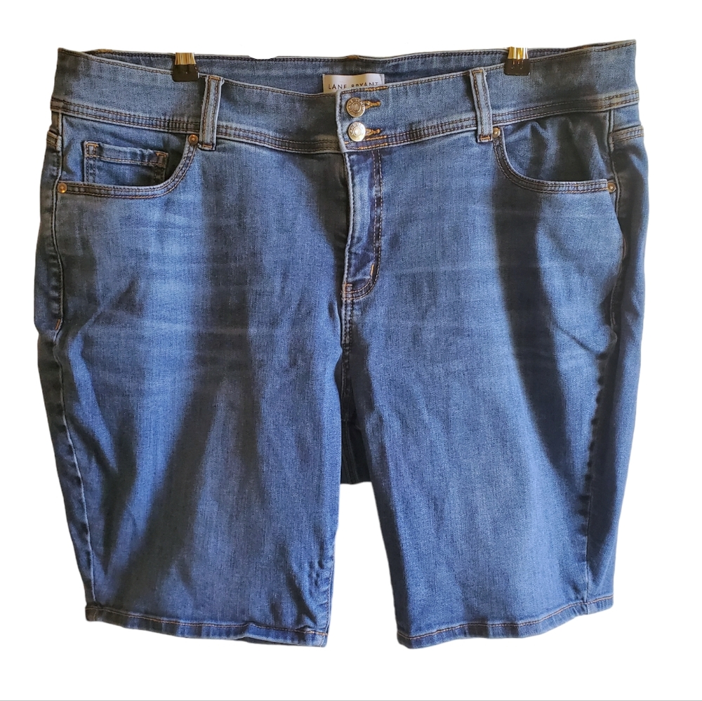 Lane Bryant Denim Bermuda Shorts High Rise Size 20 Stretch